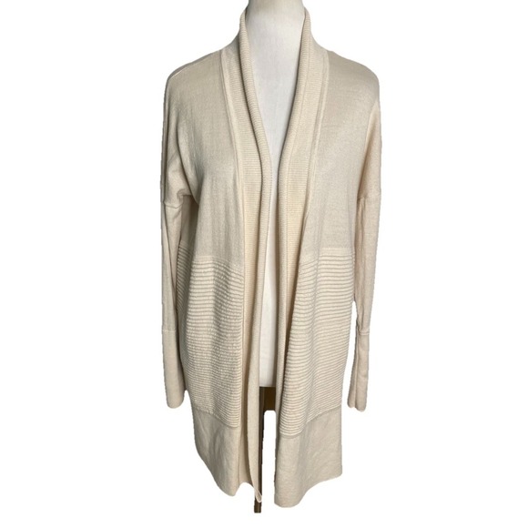 lululemon athletica Sweaters - Lululemon Sit In Lotus Wrap‎ Split Back Cardigan Sweater Merino Wool Cream Small